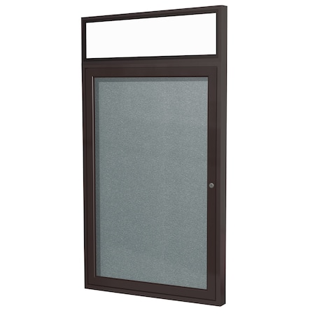 Ghent 1 Door Enclosed Vinyl Bulletin Board, Headliner Frame, Bronze Aluminum, 3'H x 2'W, Stone PBVX2-199