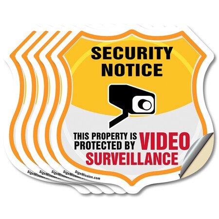 Signmission Security Notice Shield Sign This Propert, 6 inch X 6 inch, Vinyl Decal, 5PK SHI-D-5PACK-6-462