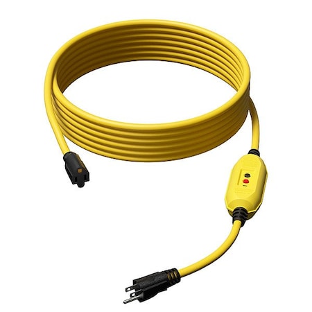 Zoro Select GFCI, Yellow, 51 ft, 1 Outlet, 12 AWG 875LD7