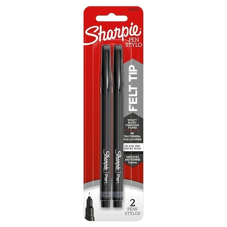 Sharpie Pen, 0.8 mm, Felt, Medium, Black, Contoured 1783834