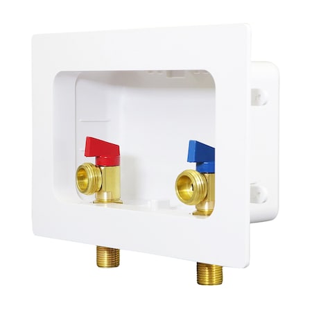 Everflow Washing Machine Outlet Box W/ Valves 1/2'' MIP/ SWT; White ABS SB300-T