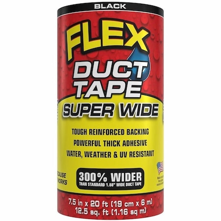 Flex Seal Family of Products Flex Super Wide Duct Tape 7.5 in. W X 20 ft. L Black Duct Tape DTBLKR7520