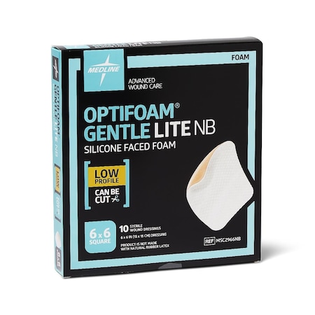 Medline Optifoam Gentle Lite Foam Dressing, 6in x 6in, 100PK MSC2966NB