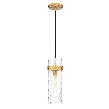 Z-Lite Fontaine 1 Light Pendant, Rubbed Brass/Clear Water, 5.75 In W x 15 In H 7002P5-RB