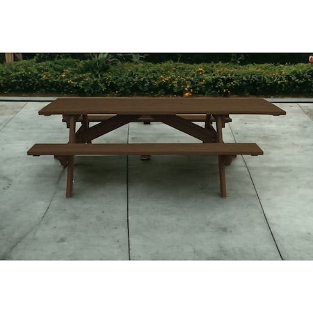 Homeroots 94" Dark Brown Solid Wood Outdoor Picnic Table 525019