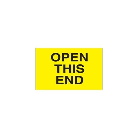 Bubblefast 3 x 5'' - ''Open This End'' Fluorescent Yellow Labels BFDL2761