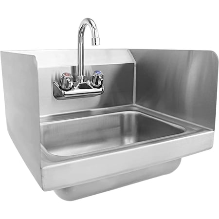 Amgood Stainless Steel Wall Mount Hand Sink with Sidesplash 12 in. x 12 in. SINK WHS-1212-5D-SS-Z