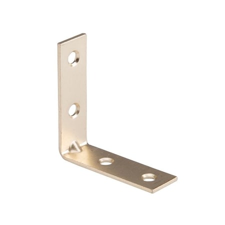 Prosource Corner Brace, 2 in L, 2 in W, 5/8 in H, Steel, Bright Brass, 1.8 mm Thick Material CB-S02-C4PS