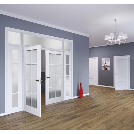 Sartodoors Interior Solid French Double Doors Frosted Glass White 64x84 (2* 32x84) Solid Core Modern Interior VEREGIO7412DD-WS-6484