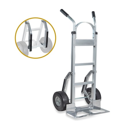 Mytee Products Aluminum Hand Truck w/ Dual Handle & Stair Climbers - 600 lbs Capacity, 10in Casters HT-AL-301