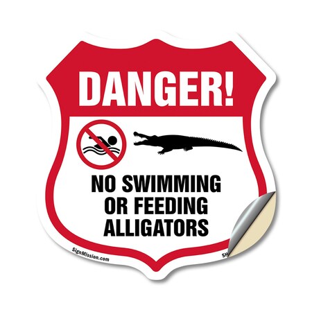 Signmission Alligator Warning Shield Sign Danger! No, 12 Inch X 12 Inch, Vinyl Decal SHI-D-12-356