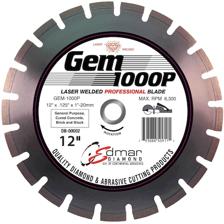 Continental Abrasives 14in x .125 x 1in-20mm General Purpose, Brick and Block Blade DB-00016