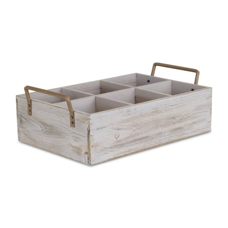 Homeroots 15" Gray And Brown Solid Wood Desk Organizer 399662
