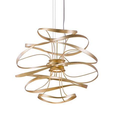 Corbett Lighting Calligraphy 2 Light Chandelier 18 In. Gold Leaf W Polished Stainless 216-41-GL/SS
