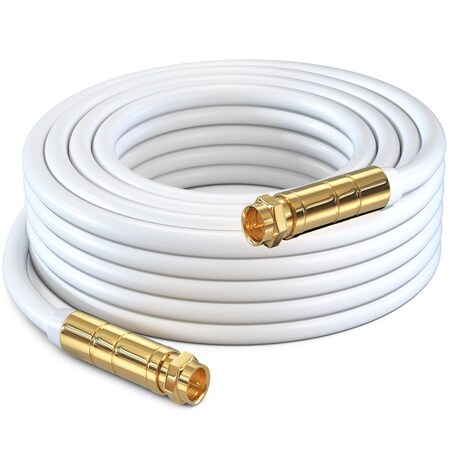 Maximm 250ft RG6 Quad Shielded Coaxial Cable for TV & Internet, White RG6-STS-GLD-4SM-250FTWH