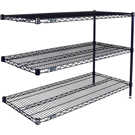 Global Industrial Nexel 3 Shelf, Nexelon Blue Wire Shelving Unit, Add On, 30"W x 18"D x 34"H B3151497