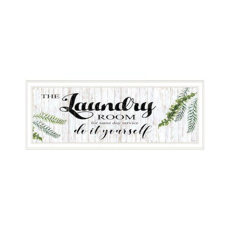 Homeroots The Laundry Room White and Brown Framed Print Laundry Wall Art 529712