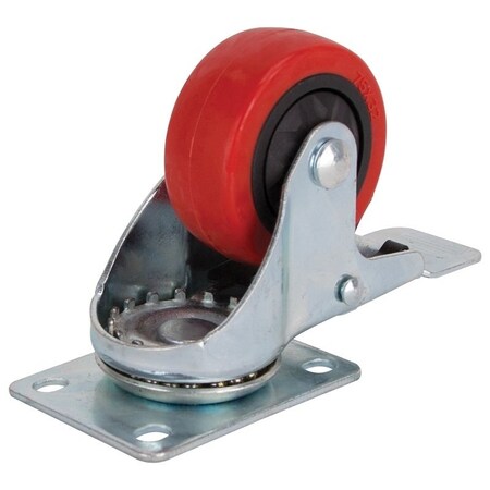 Prosource Swivel Caster with Brake, 3 in Dia Wheel, 30 mm W Wheel, PU Wheel, Red, 176 lb JC-386-G