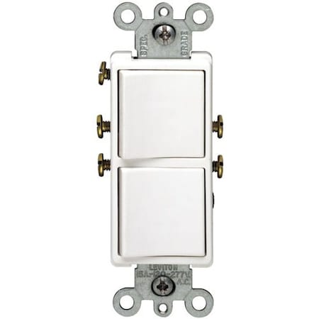 Leviton Decora Single-Pole/Single-Pole AC Combination Switch, 15 Amp, 120/277 Volt, White 5634-W