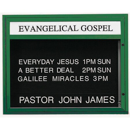 Aarco 43 in W, 33 in H, Black Letterboard/Forrest Green Powder Coated Frame DBM3343FG