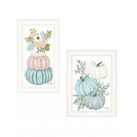 Homeroots Set Of Two Floral Pumpkins 2 White Framed Print Wall Art, 2PK 407907
