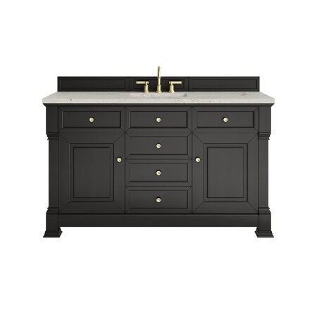 James Martin Vanities Brookfield 60 in. Single Vanity, Black Onyx w/ 3 CM Victorian Silver Silestone Top 547-V60S-BKO-3VSL