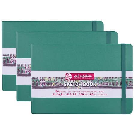 Talens Art Creation Sketchbook, 80 Sheets, 90lbs, Forest Green Cover, 8.3'' x 5.8'' (A5), 3PK 9314335M