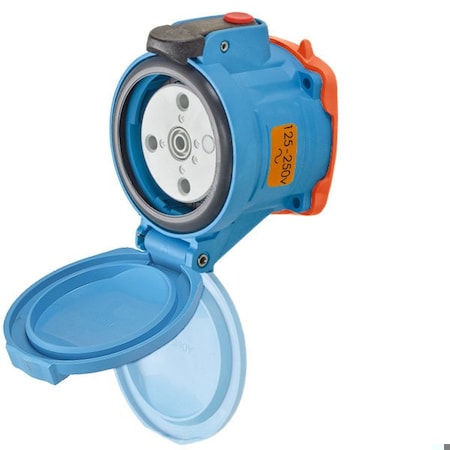 Meltric DSN30 RECEPTACLE POLY BLUE SIZE 2 TYPE 4X IP 69 2P+N+G 30 A 125/250 VAC 60 Hz NO AUX 63-34076