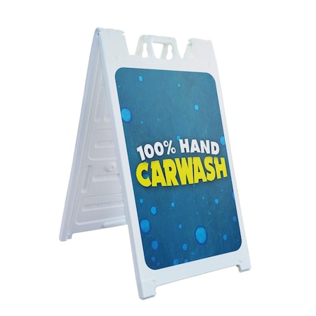 Signmission Hand Car Wash, A-Frame & 2 Decals Installed, Heavy-Duty Plastic Frame SBHD-D-2436-30387