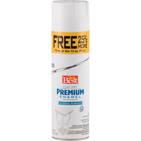 Do It Best Premium Enamel 15 Oz. Gloss Bonus Can Spray Paint White 203490D