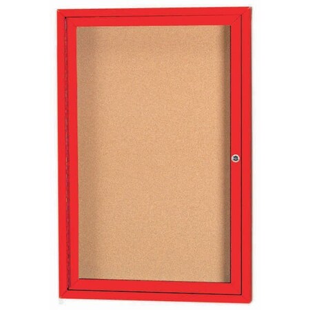 Aarco Illuminated Enclosed Bulletin Board w/ Red Powder Coated Al Frame, 24''Hx18''W DCC2418RIR