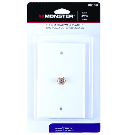 Monster Cable Just Hook It Up White 1 gang Plastic Coaxial Wall Plate 140012-00