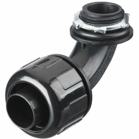 Hubbell Wiring Device-Kellems Conduit Fitting Connector, 1/2 in, Liquid-Tight, Nylon, Black P0509NBK