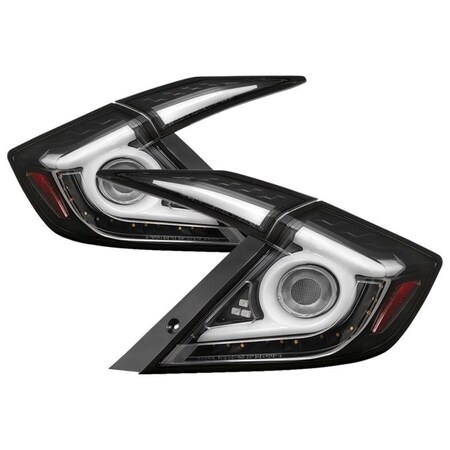 Spyder Light Bar LED Tail Lights for  2016-2019 Honda Civic with 4 Door, Black 5086051