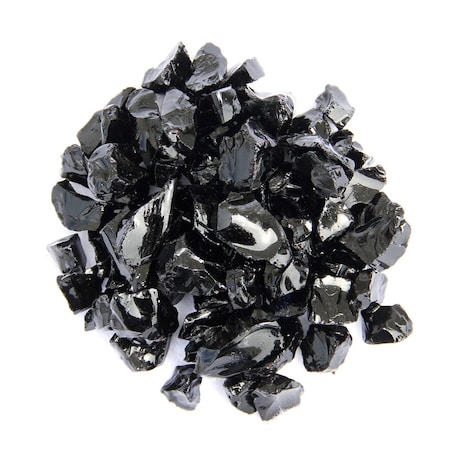 Homeroots Black Round Reflective Fire Pit Glass 479090