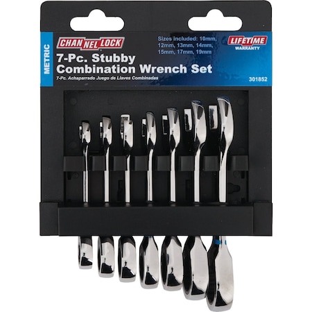 Channellock Metric 12-Point Stubby Ratcheting Combination Wrench Set, 7-Piece GT4SSNVLM7