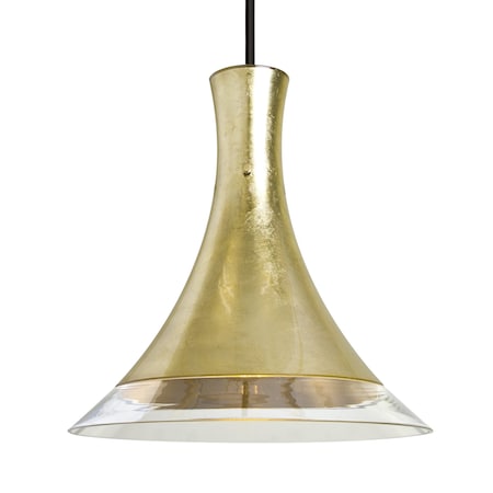 Besa Lighting Rio Stem Pendant, Gold Foil/Clear, Black Finish, 1x9W LED 1TT-RIOGF-LED-BK