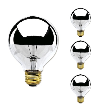 Bulbrite 40W Dimmable Half Chrome G25 Incandescent Light Bulbs, Medium E26 Base, 2700K, 6PK 861931