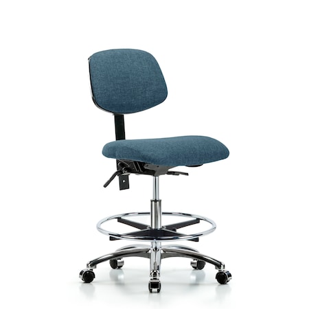 Blue Ridge Ergonomics Chair, Fab, Med Bench, Chr Tilt CF Cast, Blu, No Arms, 22" to 29" Height, Blue BR-FMBCH-CR-T1-A0-CF-CC-F43