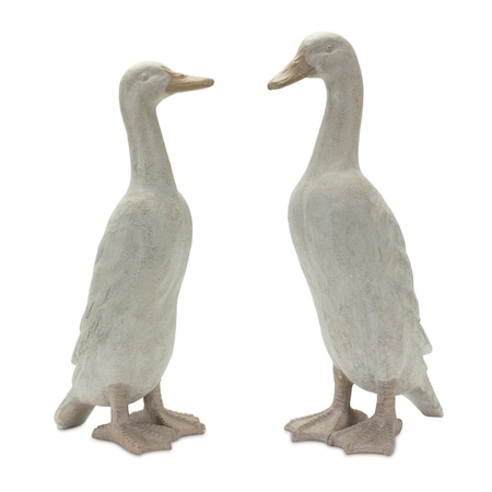 Homeroots Set of Two Gray Resin Duck Outdoor Statues 721385