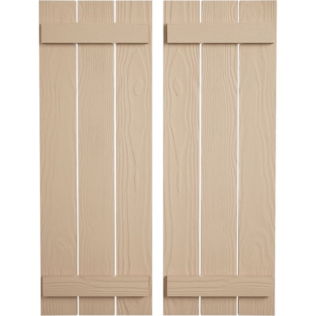Ekena Millwork Rustic Three Board Spaced Board-n-Batten Sandblasted Faux Wood Shutters, 17 1/2W x 50H, PR SHUBSS17X50SDPR