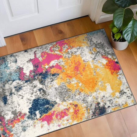 World Rug Gallery Sky Collection Modern Abstract Area Rug 2 ft 7 in x 4 ft Multi 232MULTI27X4