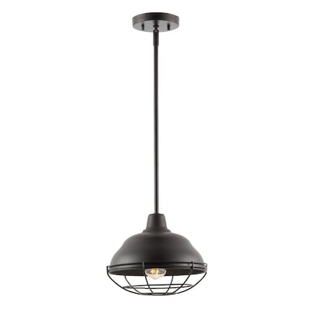 Jonathan Y Levi 10.38" 1-Light Industrial Farmhouse Iron LED Pendant, Oil Rubbed Bronze JYL1118A