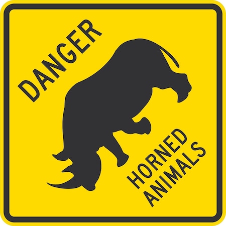Lyle Danger, Horned Animals With Graphic, 24x24, Diamond Grade, Yellow G-12234-DG_24x24