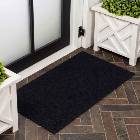 Jonathan Y Peater Classic Casual Commercial Natural Coir Black 17 in. x 30 in. Indoor/Outdoor Mat CHG100H-1730