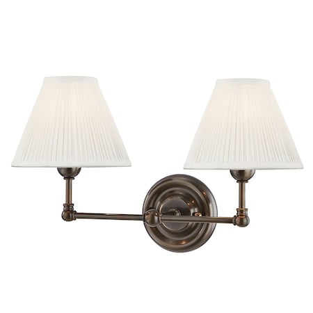 Hudson Valley Lighting Mark D. Sikes X Classic No.1 2 Lt. Wall Sconce 18.25 In. Bronze, Linen Shade MDS102-DB