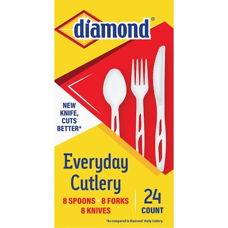 Diamond Heavy-Duty Plastic Cutlery Set, 24-Piece BX 4142636048