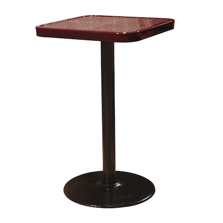 Leisure Craft 24" Square Perforated Pedestal Table, Portable, 40"H, Brown SQ24TAB40-BROWN