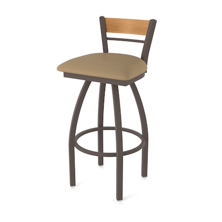 Holland Bar Stool Co Revelle 30in Swivel Bar Stool with Bronze Finish, Medium Back and Canter Sand Seat 881