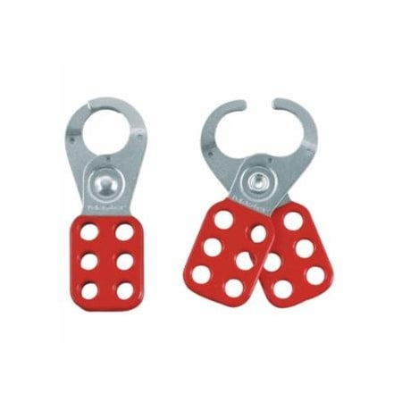 Master Lock Safety Lockout Hasp, Steel, 1-3/4 in W x 4-1/2 in L, 1 in Jaw dia 470-420